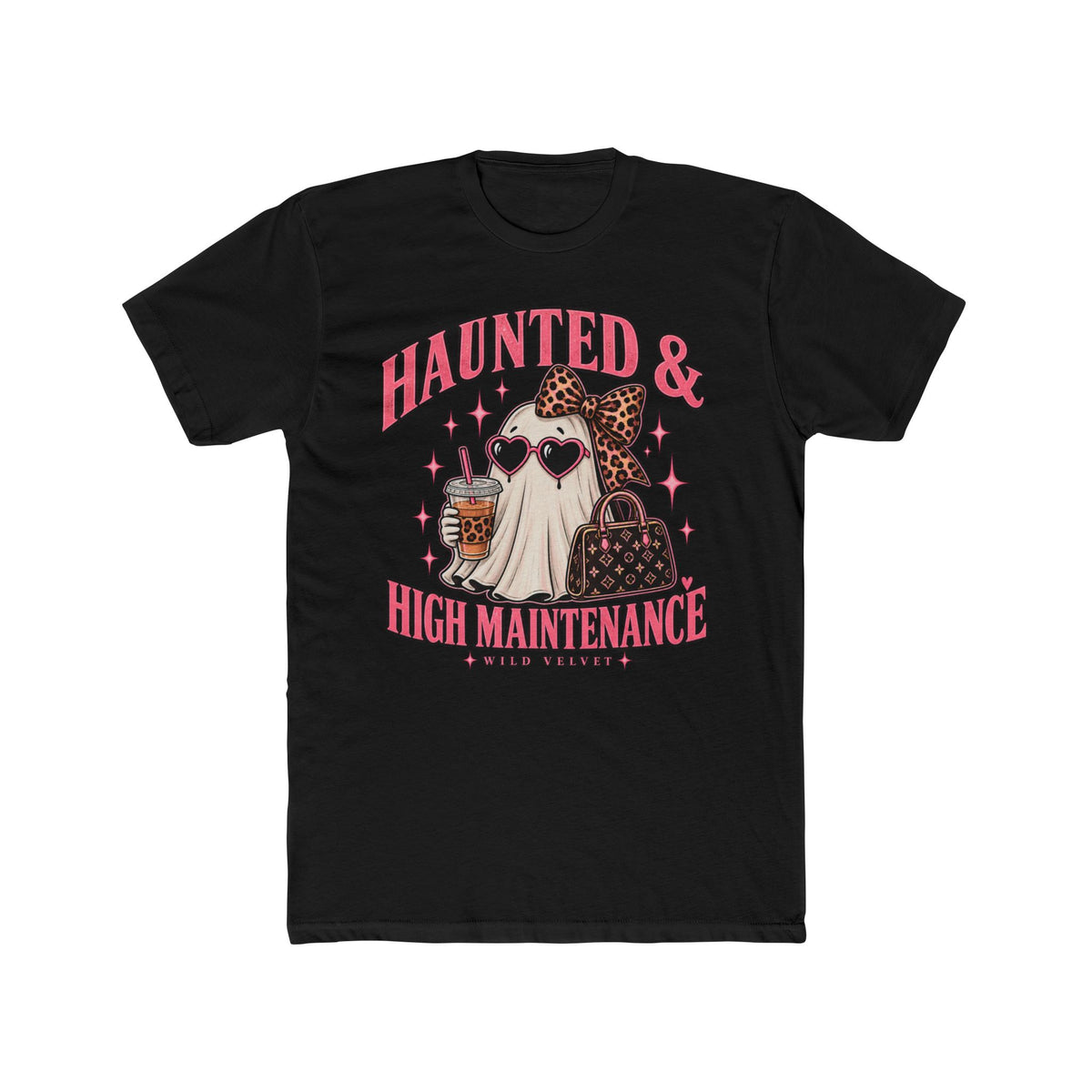 Haunted & High Maintenance Ghost Tee — Cute Halloween Graphic Shirt