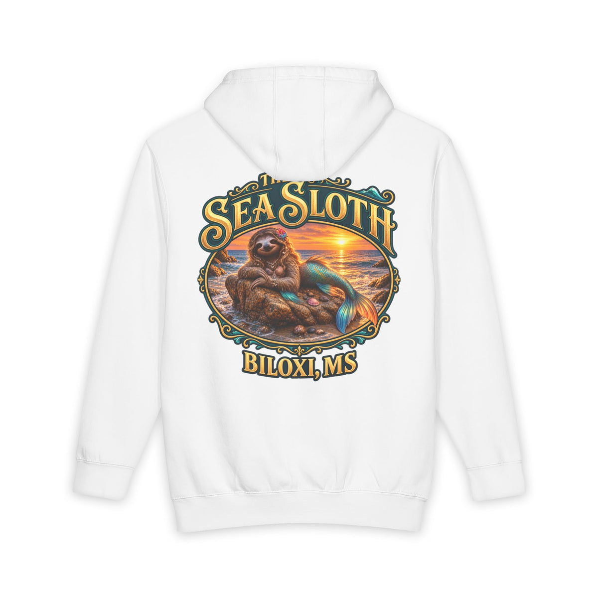 Sea Sloth Biloxi Hoodie — Vintage Beach Sloth Graphic Pullover