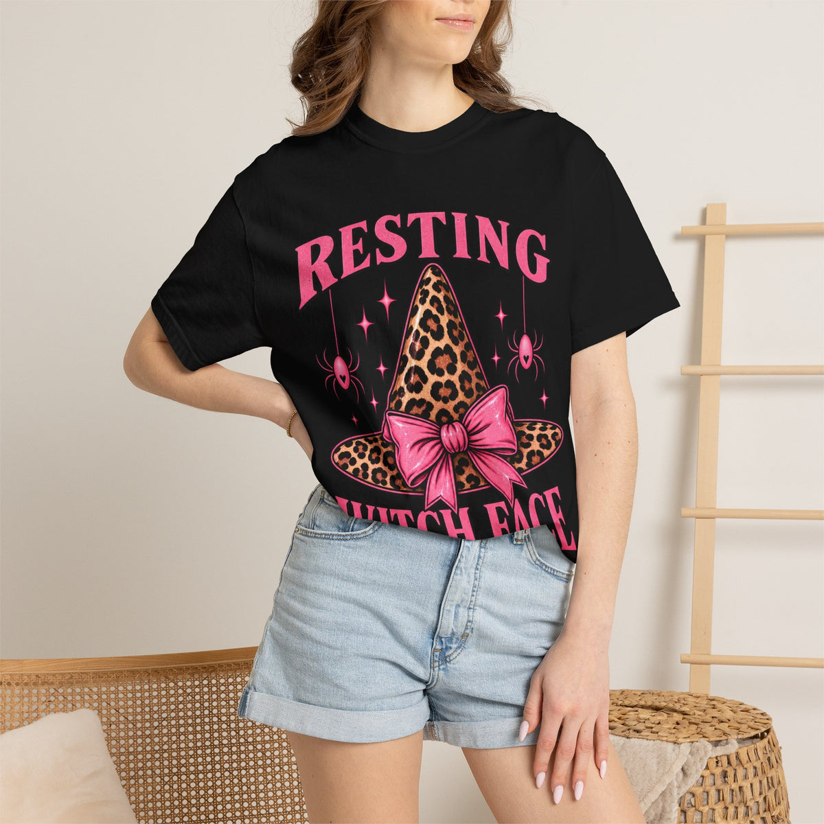 Resting Witch Face Leopard Witch Hat T-Shirt
