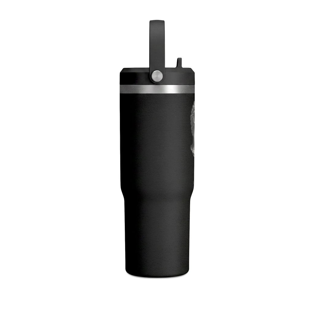 32oz Nomad Tumbler — Matte Black Sculpted Bust Design, Insulated Travel Bottle