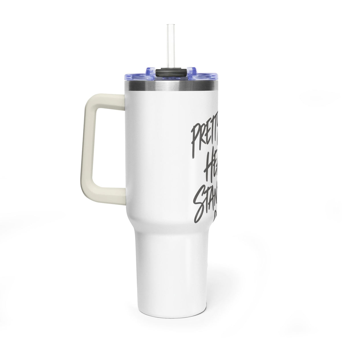 40oz Vacuum Tumbler – “Pretty Face, Heavy Standards” Insulated Travel Mug