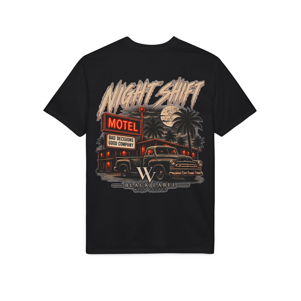 Night Shift Motel Graphic T-Shirt — Retro Truck & Palm Trees