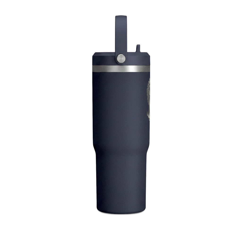 32oz Nomad Tumbler — Matte Black Sculpted Bust Design, Insulated Travel Bottle