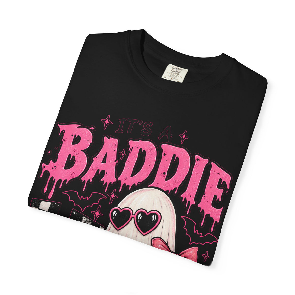 Baddie Ghost Halloween T-Shirt — Cute Pink Gothic Pumpkin Tee