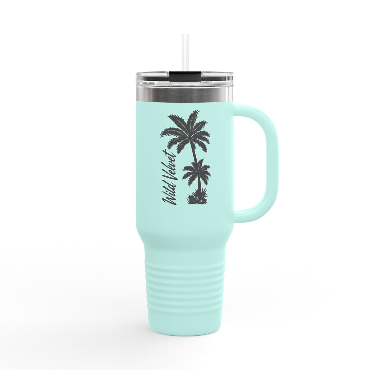 40oz Insulated Travel Mug — 'Wild Vibes' Palm Tree Design