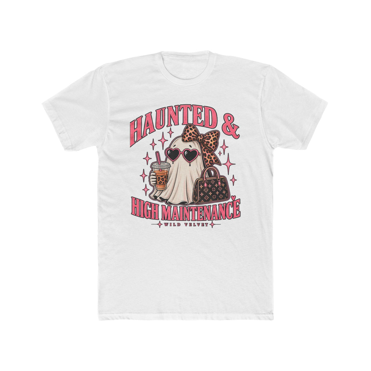 Haunted & High Maintenance Ghost Tee — Cute Halloween Graphic Shirt