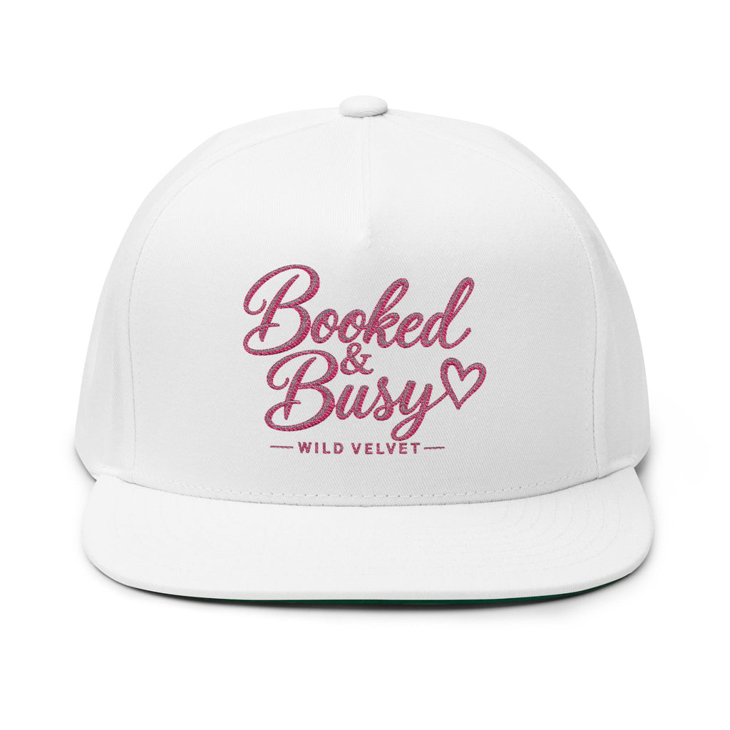 Booked & Busy Embroidered Flat Bill Cap