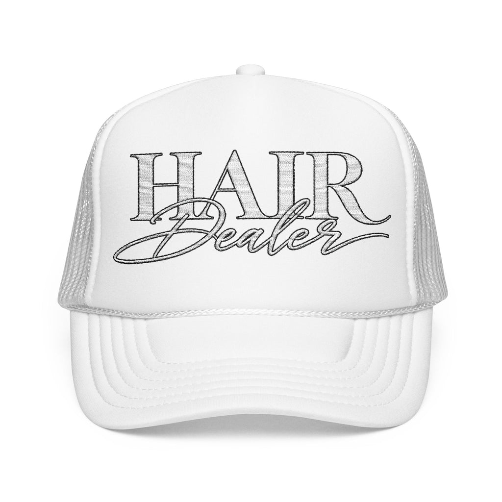 Hair Dealer Trucker Hat — Pink Foam Mesh Cap for Hairstylists