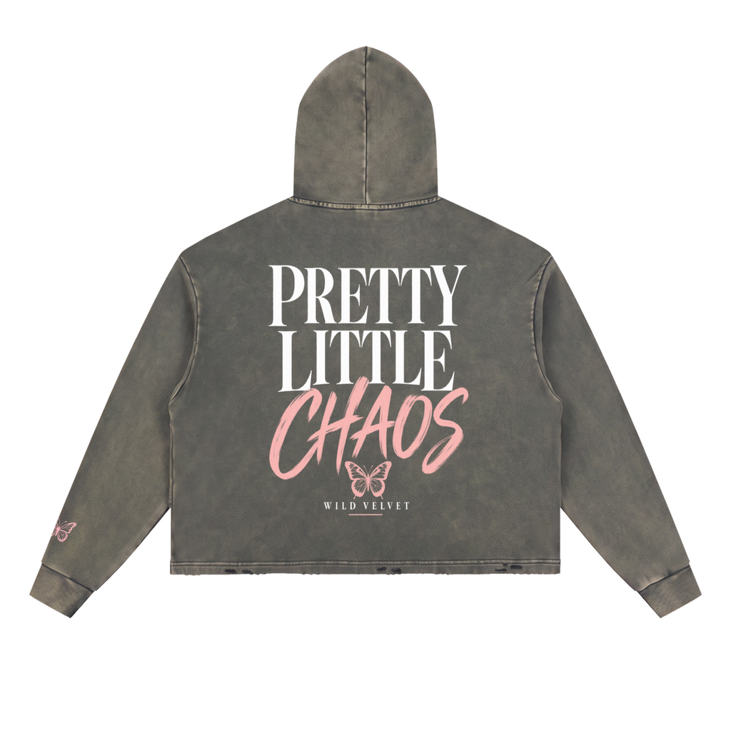 Vintage Washed Frayed-Hem Hoodie