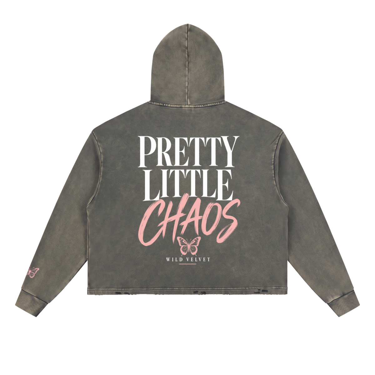 Vintage Washed Frayed-Hem Hoodie