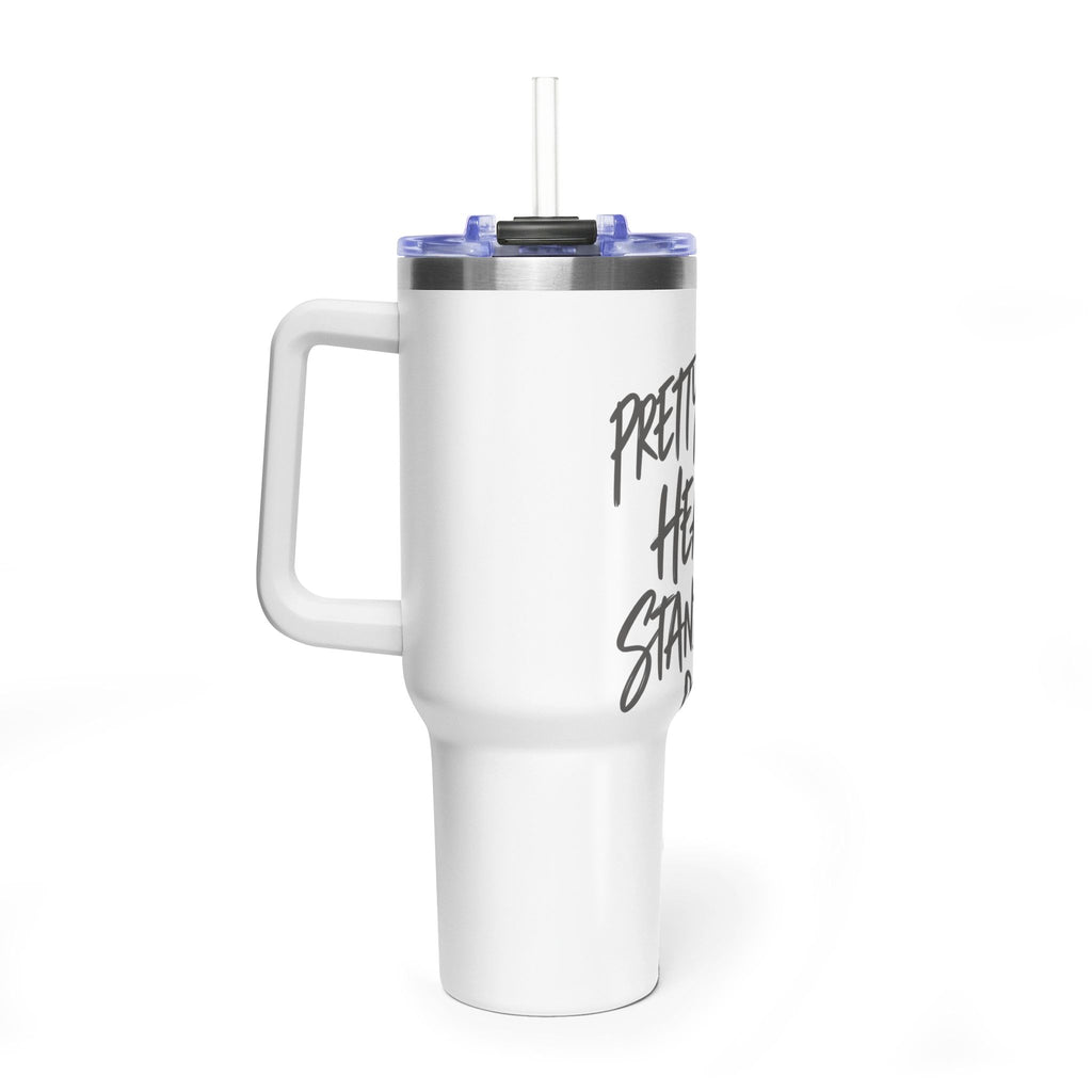 40oz Vacuum Tumbler – “Pretty Face, Heavy Standards” Insulated Travel Mug