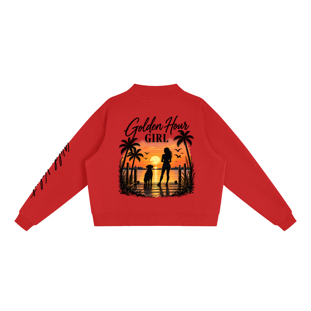Essential Fleece Mock-Neck Crew Sweatshirt