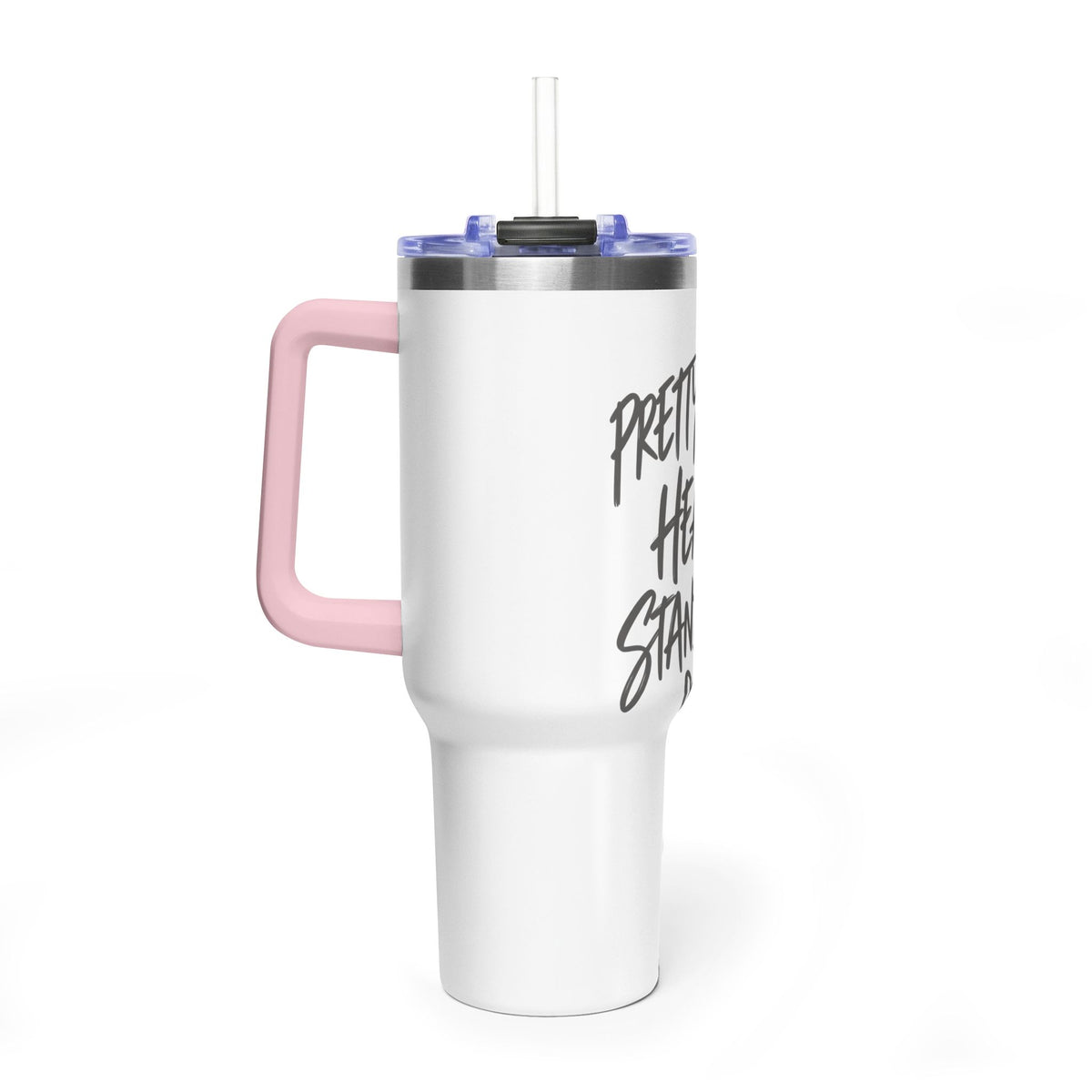40oz Vacuum Tumbler – “Pretty Face, Heavy Standards” Insulated Travel Mug