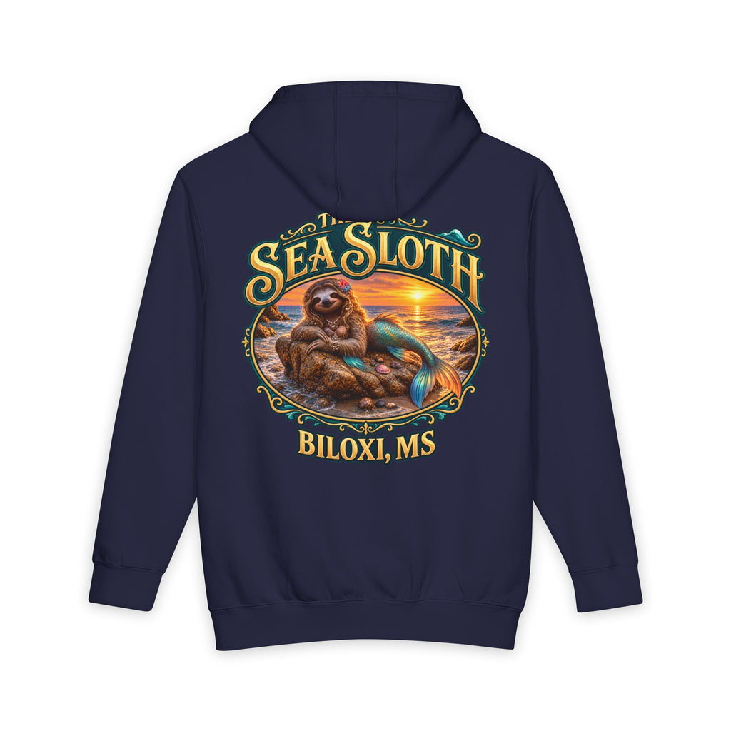 Sea Sloth Biloxi Hoodie — Vintage Beach Sloth Graphic Pullover