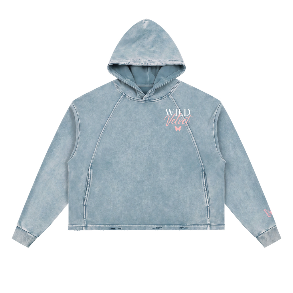 Vintage Washed Frayed-Hem Hoodie