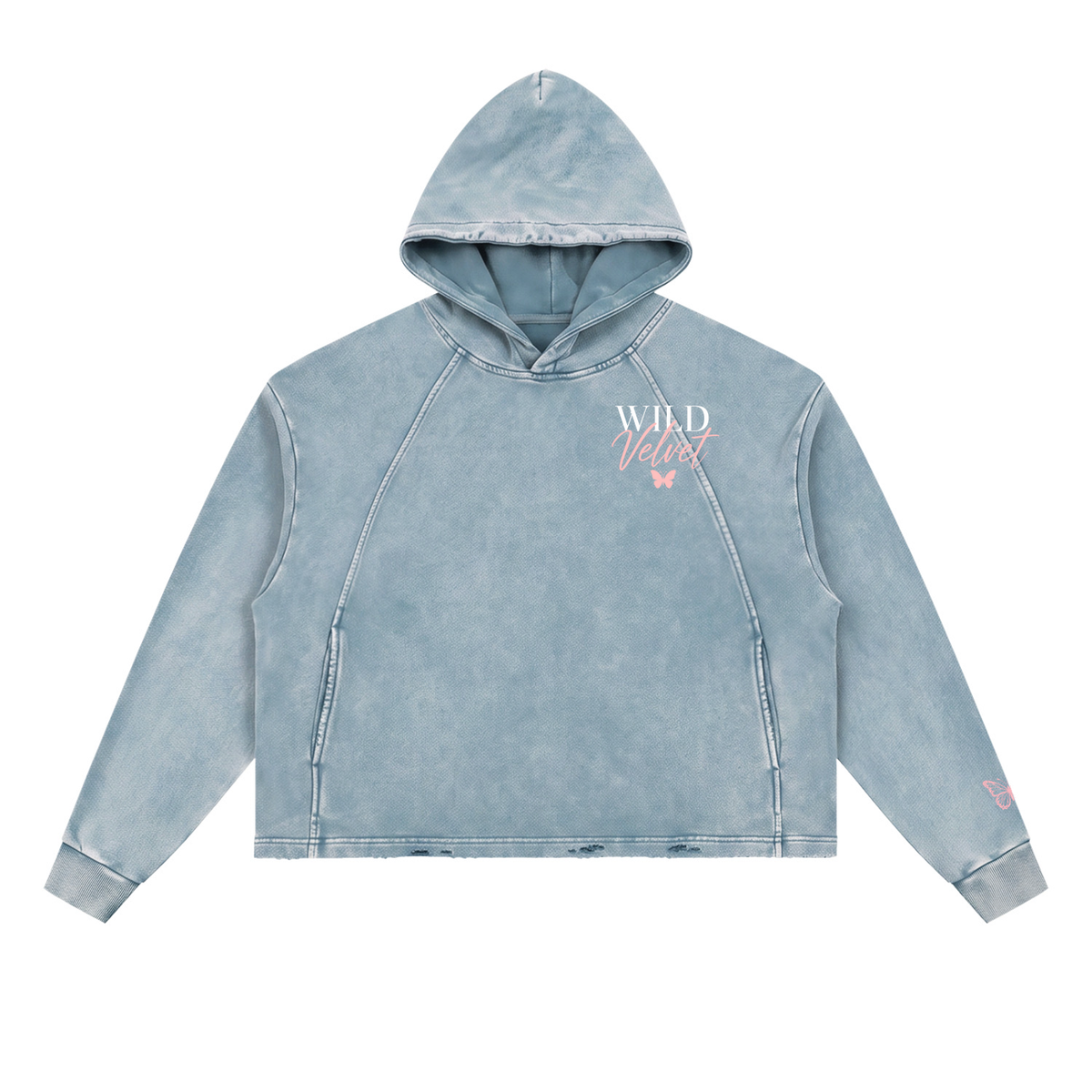 Vintage Washed Frayed-Hem Hoodie