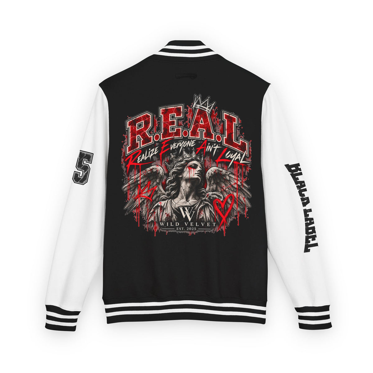Letterman Jacket — 'R.E.A.L.' Graphic Varsity Jacket