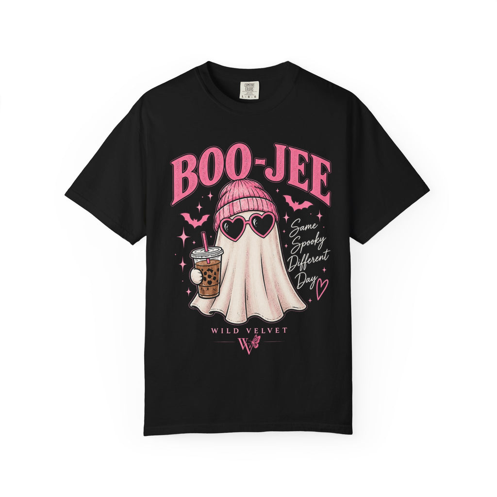 Boo-Jeep Ghost Tee — Cute Pink Halloween Boba Shirt