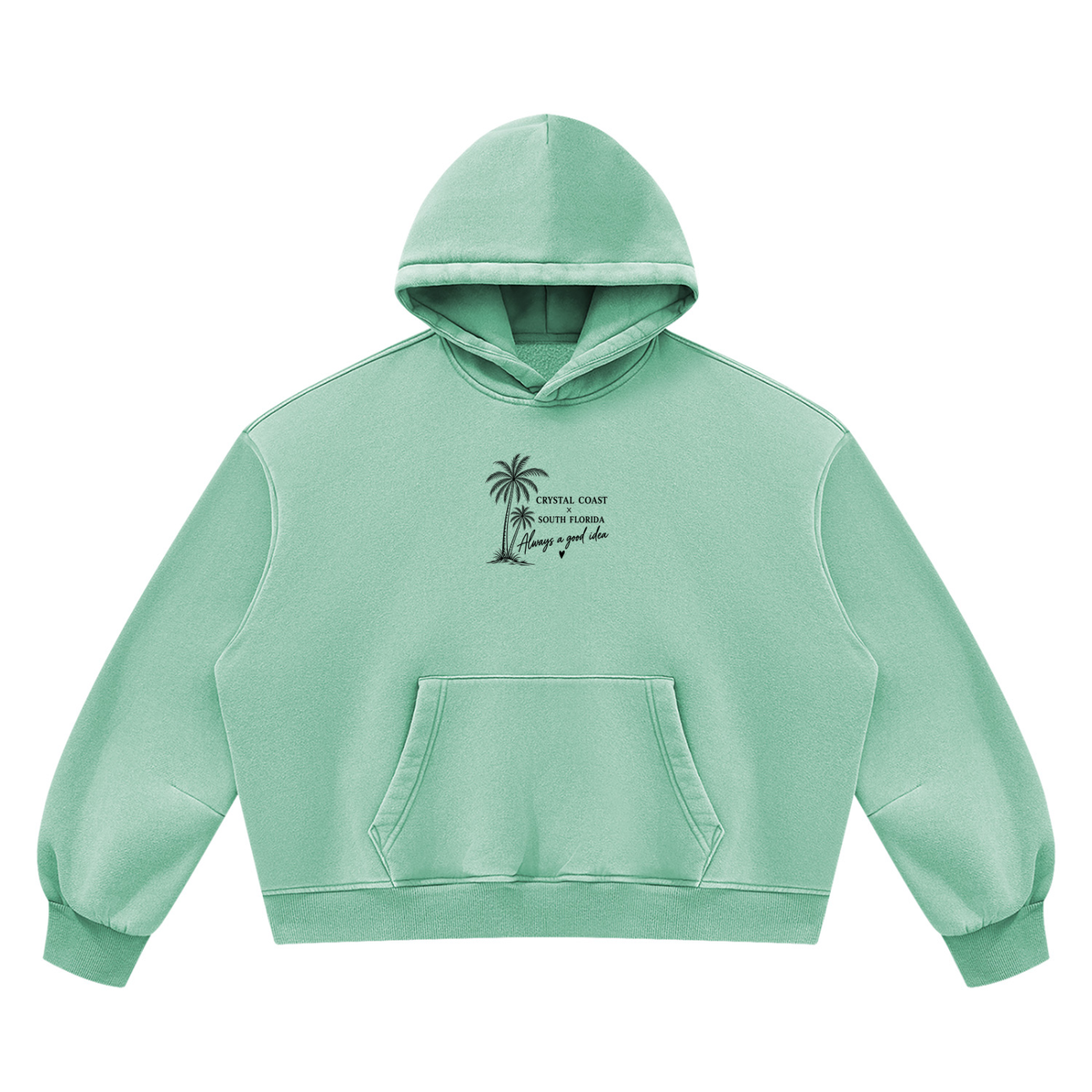 Unisex Vintage Wash Boxy Fleece two coasts one heart