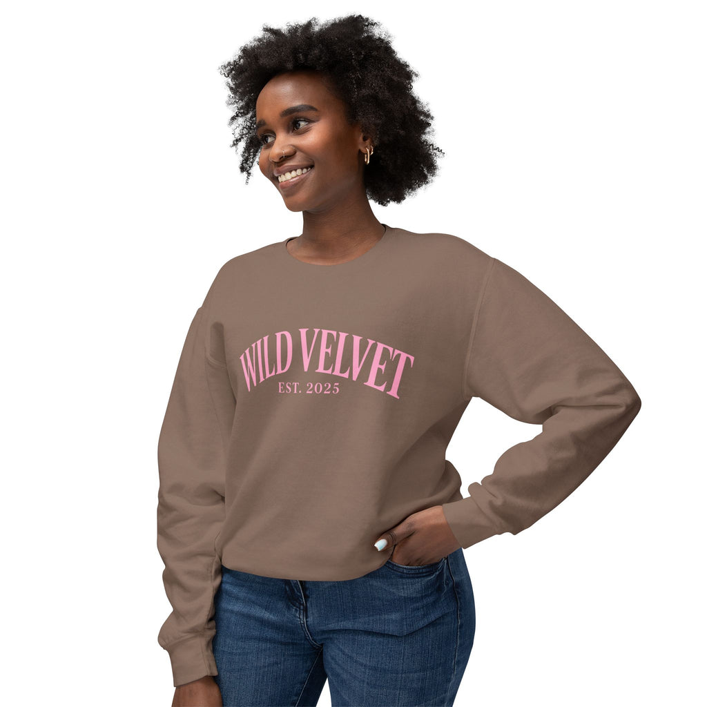 Wild Velvet Crewneck Sweatshirt - 'Wild Velvet EST. 2025' Retro Pink Graphic