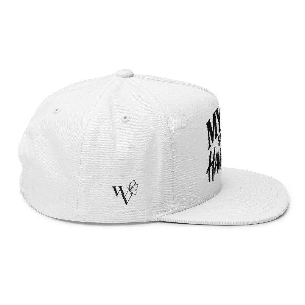 Flat Bill Cap — “My Ex Still Haunts Me” Embroidered Snapback