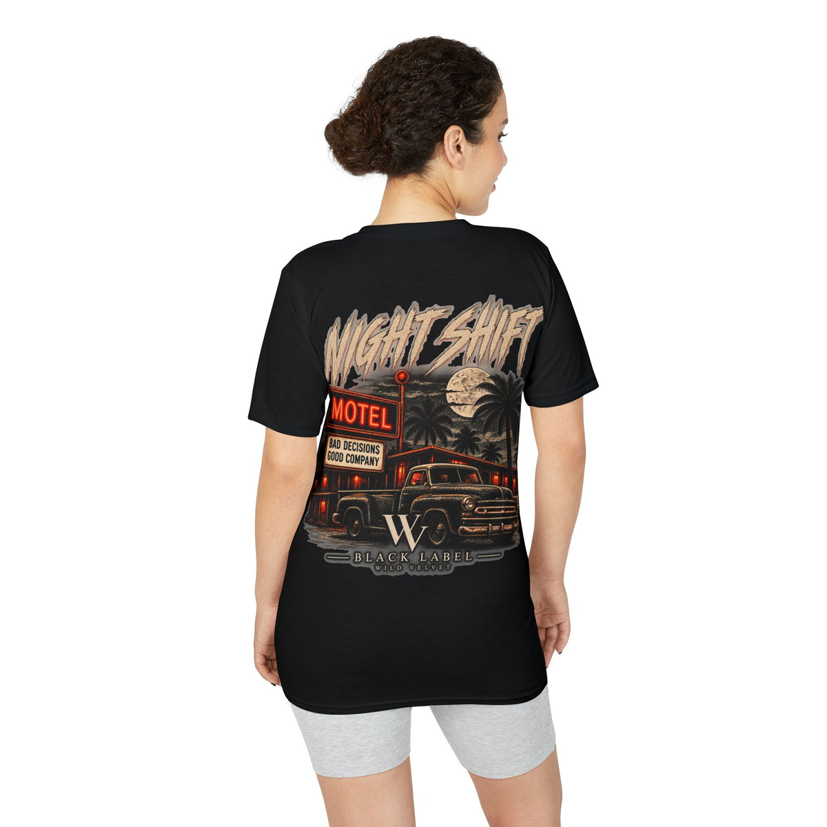 Night Shift Motel Graphic T-Shirt — Retro Truck & Palm Trees