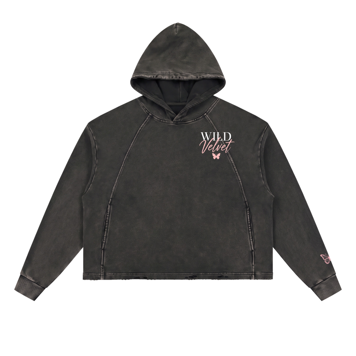 Vintage Washed Frayed-Hem Hoodie