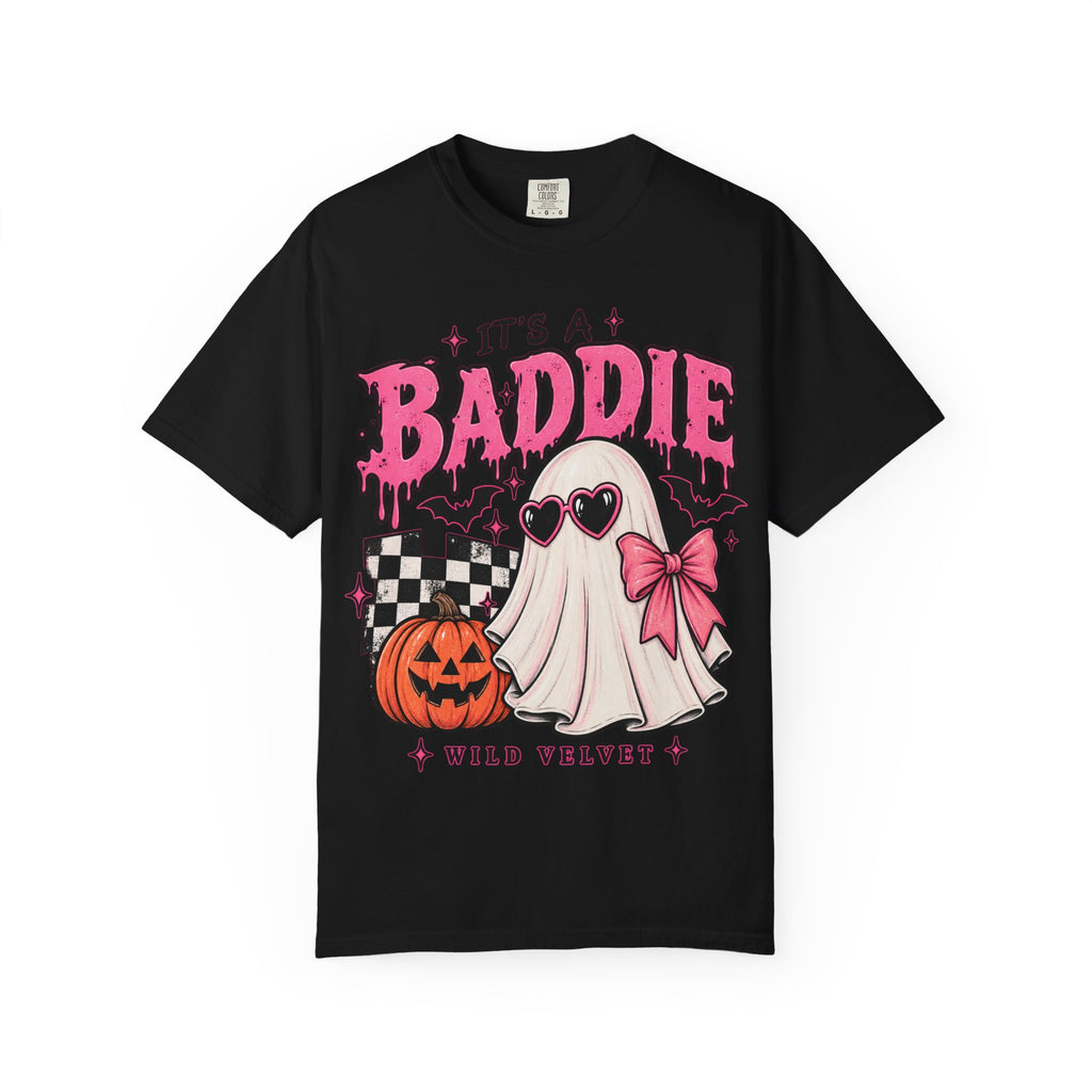 Baddie Ghost Halloween T-Shirt — Cute Pink Gothic Pumpkin Tee