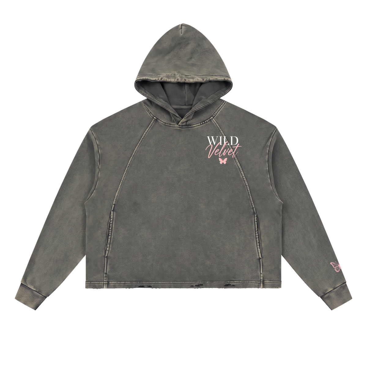 Vintage Washed Frayed-Hem Hoodie