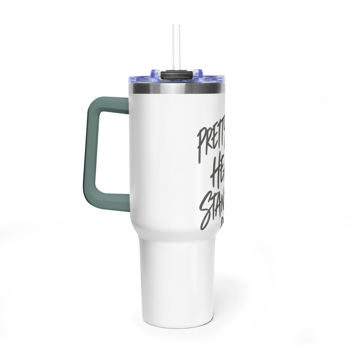 40oz Vacuum Tumbler – “Pretty Face, Heavy Standards” Insulated Travel Mug