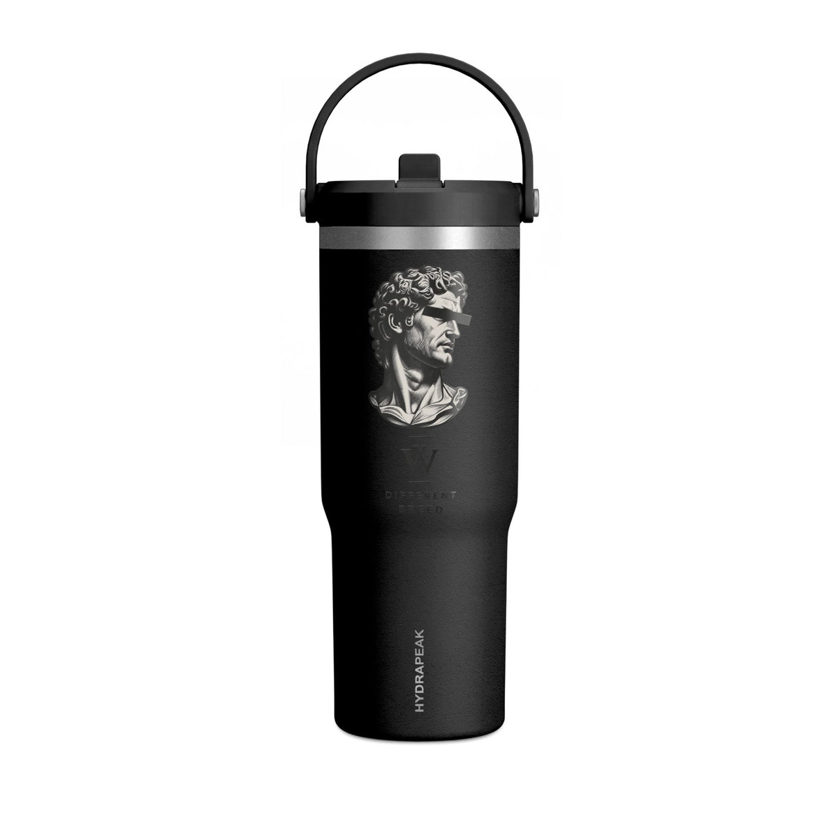 32oz Nomad Tumbler — Matte Black Sculpted Bust Design, Insulated Travel Bottle