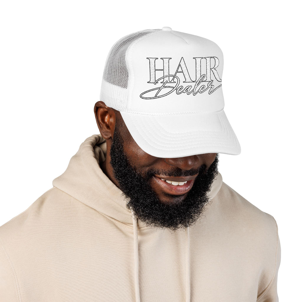 Hair Dealer Trucker Hat — Pink Foam Mesh Cap for Hairstylists