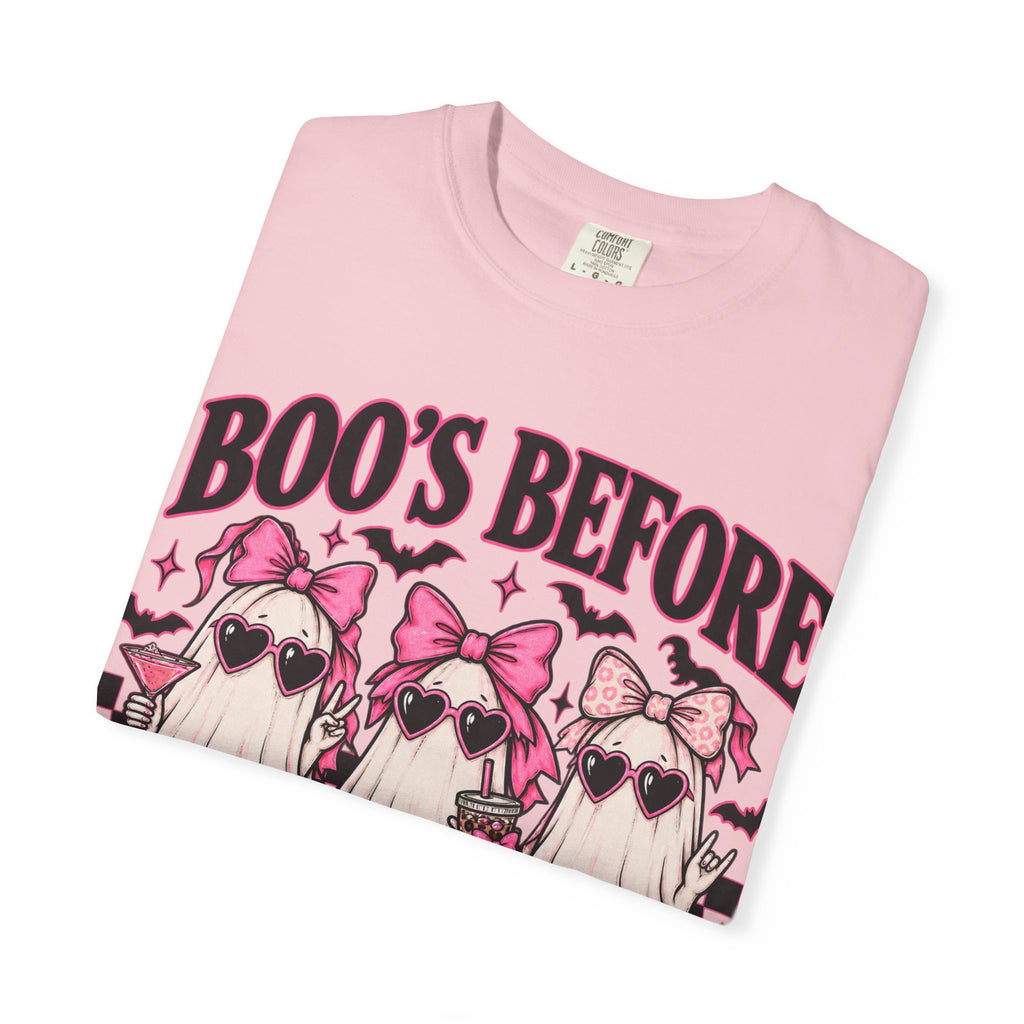 Boo's Before Dudes T‑Shirt — Cute Pink Ghosts Halloween Graphic Tee