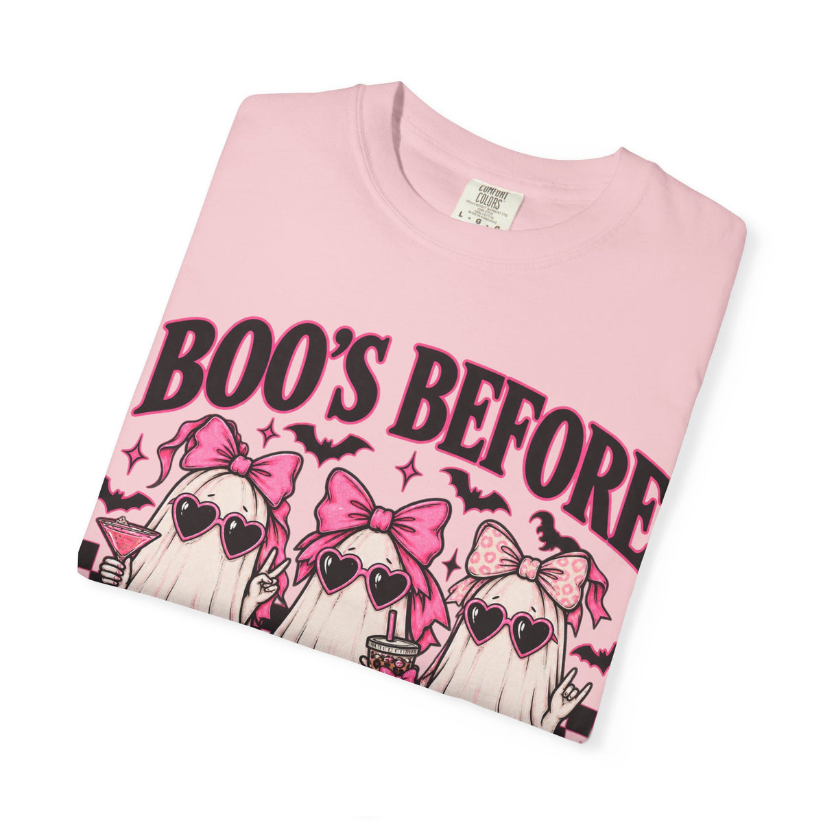 Boo's Before Dudes T‑Shirt — Cute Pink Ghosts Halloween Graphic Tee