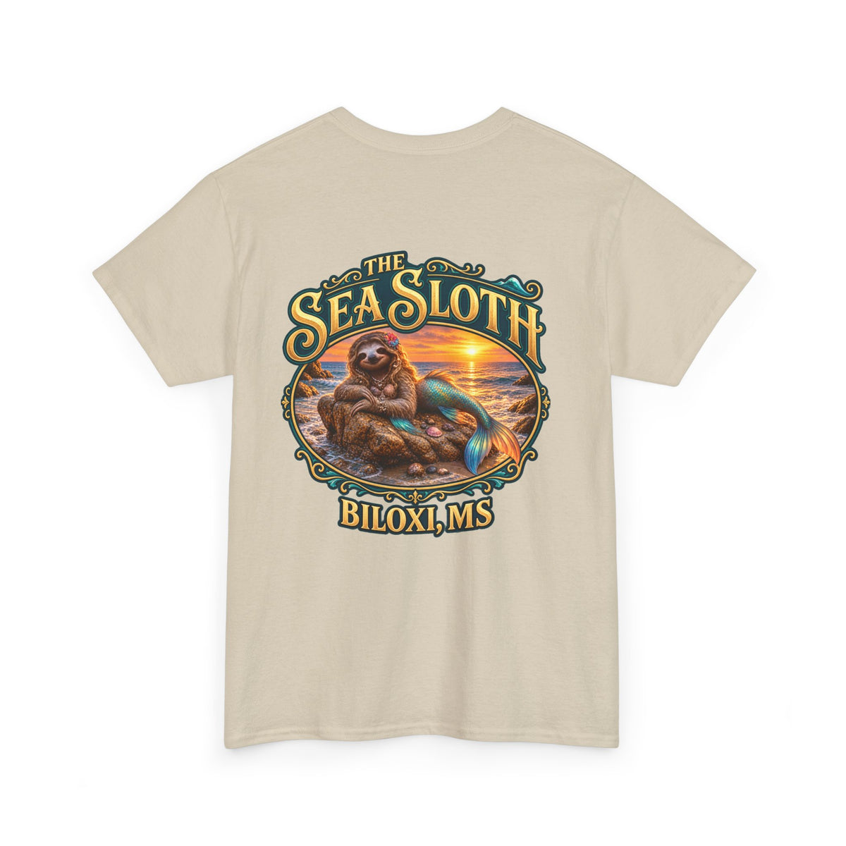 Sea Sloth Biloxi Tee — Retro Beach Sloth Graphic T-Shirt