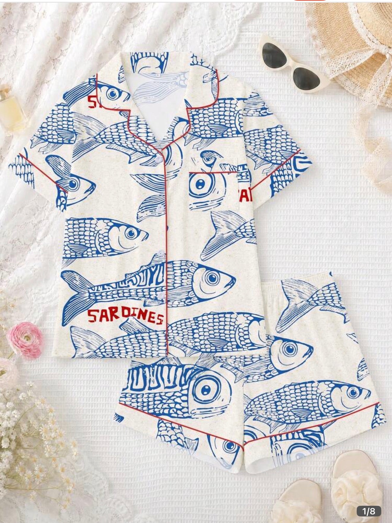 Sardine print  pajama set
