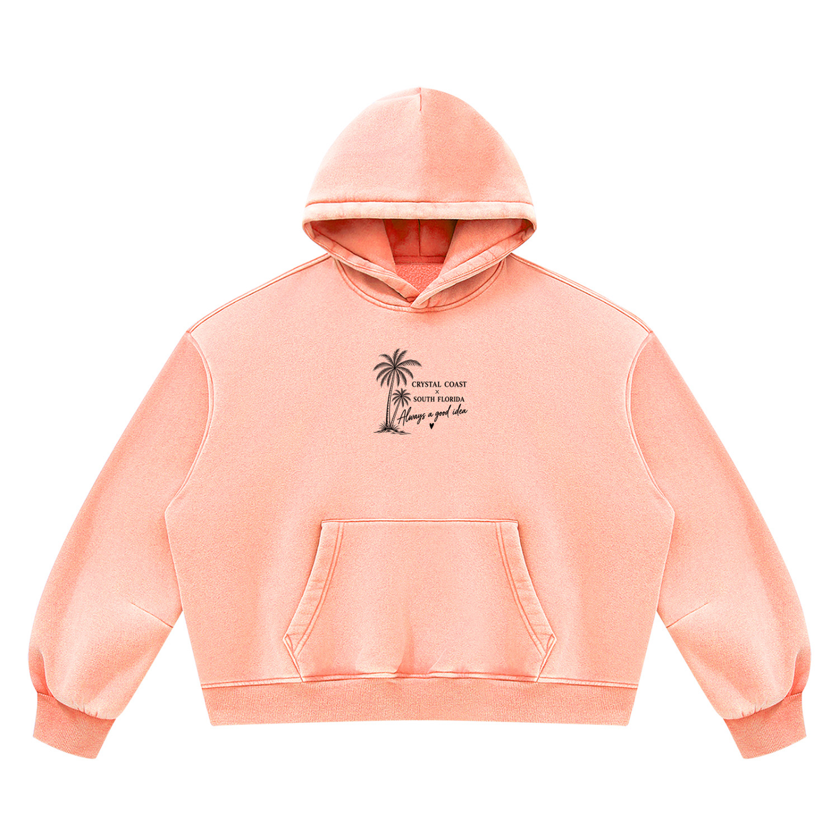 Unisex Vintage Wash Boxy Fleece two coasts one heart