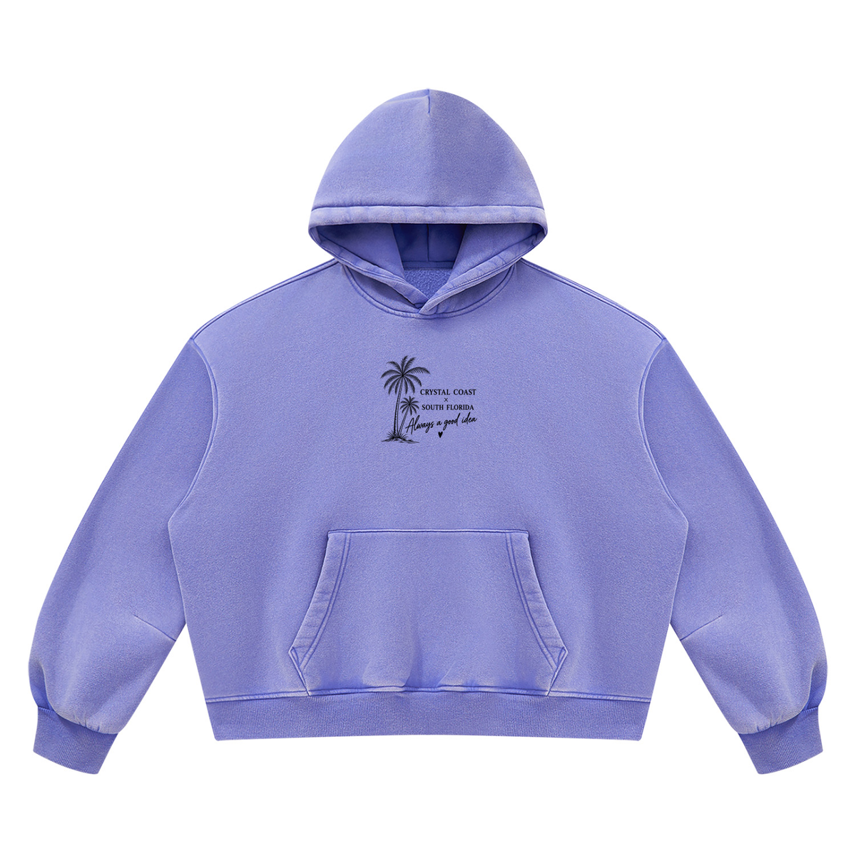 Unisex Vintage Wash Boxy Fleece two coasts one heart